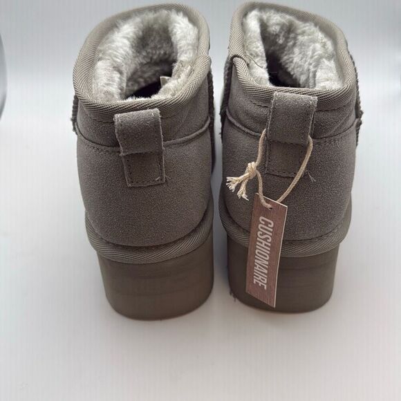 CUSHIONAIRE Hippy Women’s Platform Ankle Boots – Genuine Suede, Faux Fur Lining - Picture 4 of 7